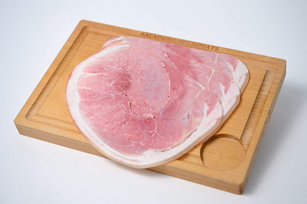 Jambon blanc sans sel nitrité ajouté cuit au torchon sous-vide en paquet de 3 tranches